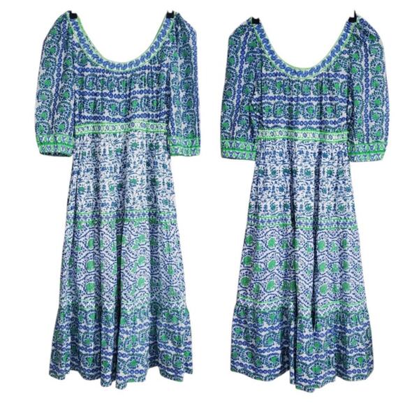 Gretchen Scott Womens Maxi Dress Large All Dolled Up East India Tiered Cotton - Picture 4 of 16